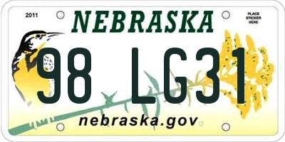 NE license plate 98LG31