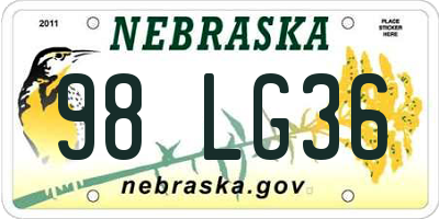 NE license plate 98LG36