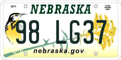 NE license plate 98LG37