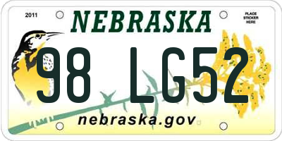 NE license plate 98LG52