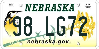 NE license plate 98LG72