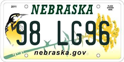 NE license plate 98LG96