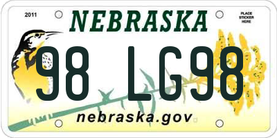 NE license plate 98LG98