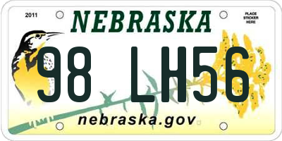 NE license plate 98LH56