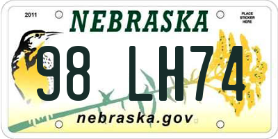 NE license plate 98LH74