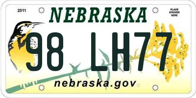 NE license plate 98LH77