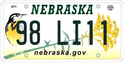 NE license plate 98LI11