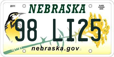 NE license plate 98LI25