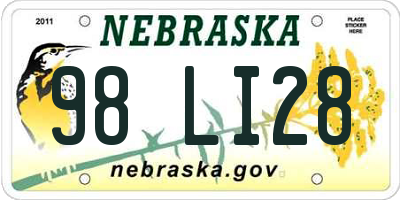 NE license plate 98LI28