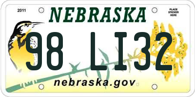 NE license plate 98LI32