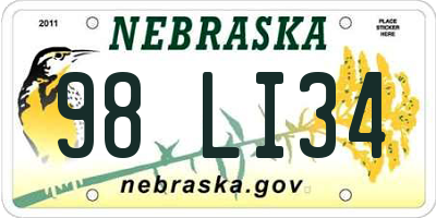 NE license plate 98LI34