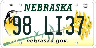 NE license plate 98LI37