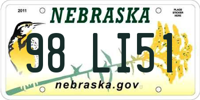 NE license plate 98LI51