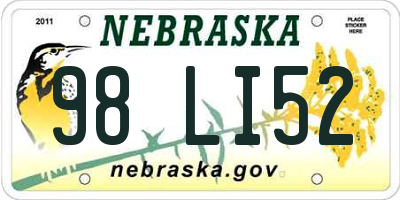 NE license plate 98LI52