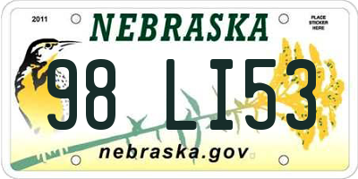 NE license plate 98LI53