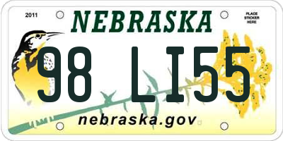 NE license plate 98LI55