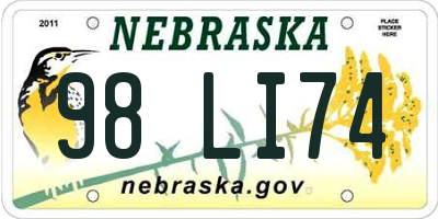 NE license plate 98LI74