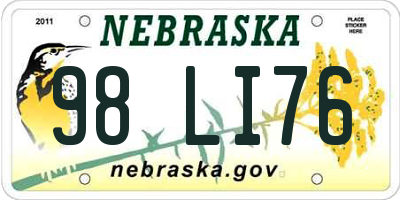 NE license plate 98LI76