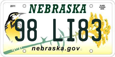 NE license plate 98LI83