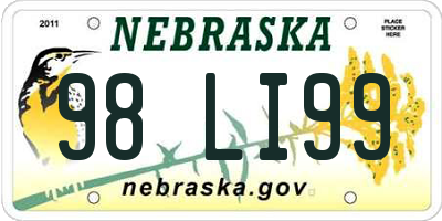 NE license plate 98LI99