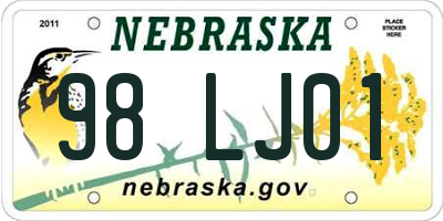 NE license plate 98LJ01