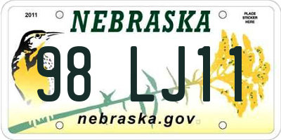 NE license plate 98LJ11