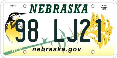 NE license plate 98LJ21