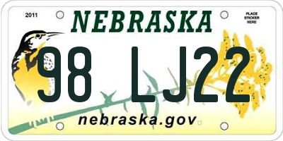 NE license plate 98LJ22