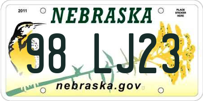 NE license plate 98LJ23