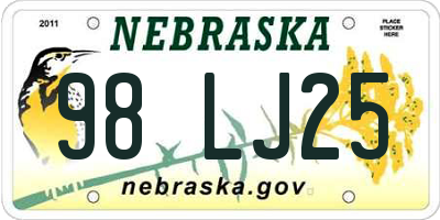 NE license plate 98LJ25