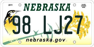NE license plate 98LJ27