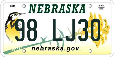 NE license plate 98LJ30