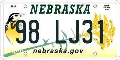 NE license plate 98LJ31