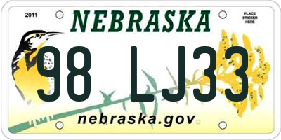 NE license plate 98LJ33