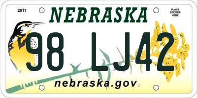 NE license plate 98LJ42