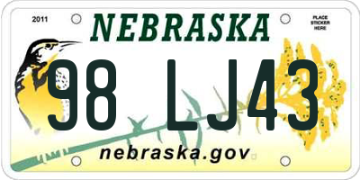 NE license plate 98LJ43