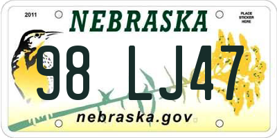 NE license plate 98LJ47