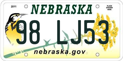 NE license plate 98LJ53