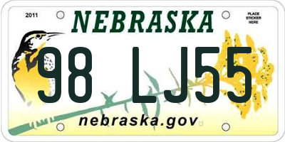 NE license plate 98LJ55