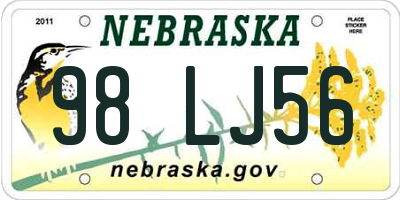 NE license plate 98LJ56