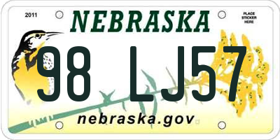 NE license plate 98LJ57