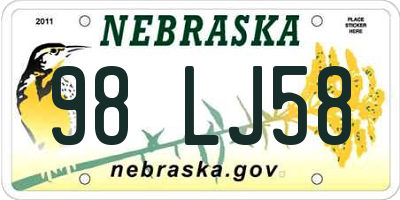 NE license plate 98LJ58