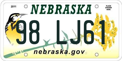 NE license plate 98LJ61