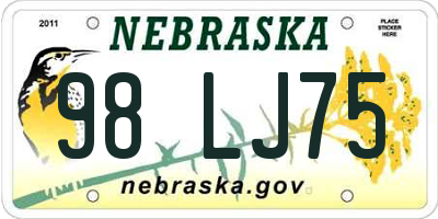 NE license plate 98LJ75