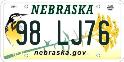 NE license plate 98LJ76