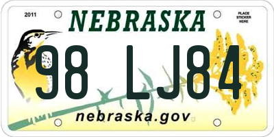 NE license plate 98LJ84