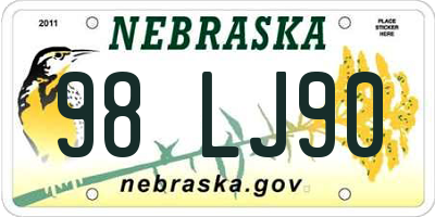 NE license plate 98LJ90