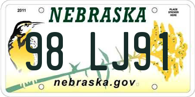 NE license plate 98LJ91