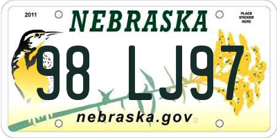 NE license plate 98LJ97
