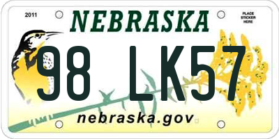 NE license plate 98LK57